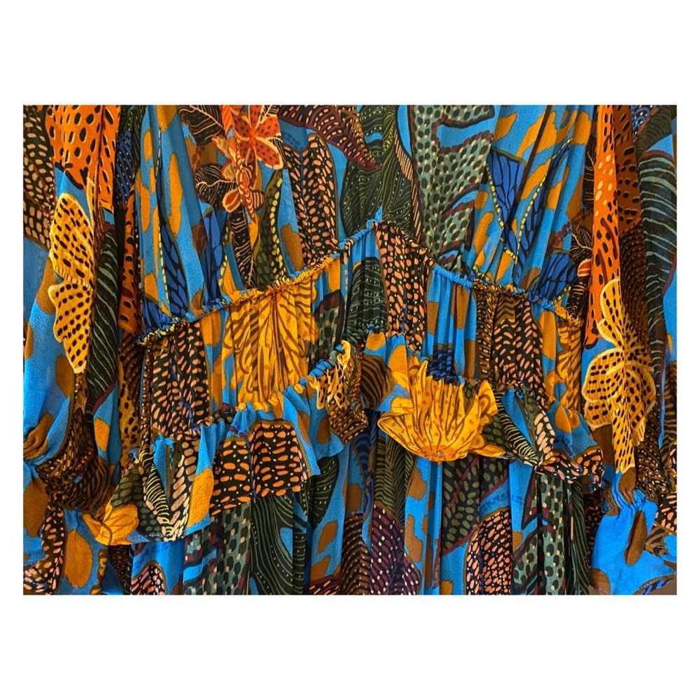 FARM Rio Blue and Orange Floral Maxi Dress - Picture 11 of 14